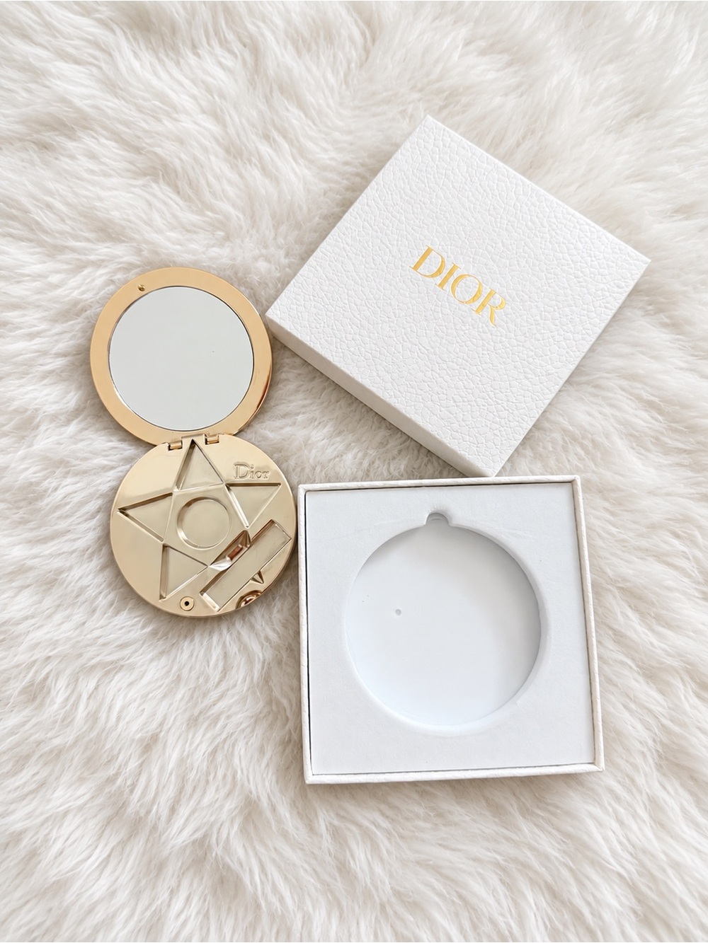 GWP Dior Gold Round Compact Mirror with Star Motif - WITH BOX